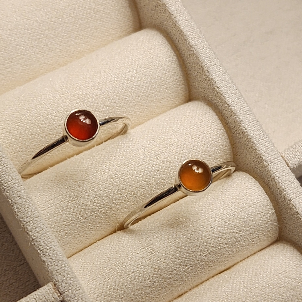 Sterling Silver Lot of 2 Carnelian Rings Size 8.5 US